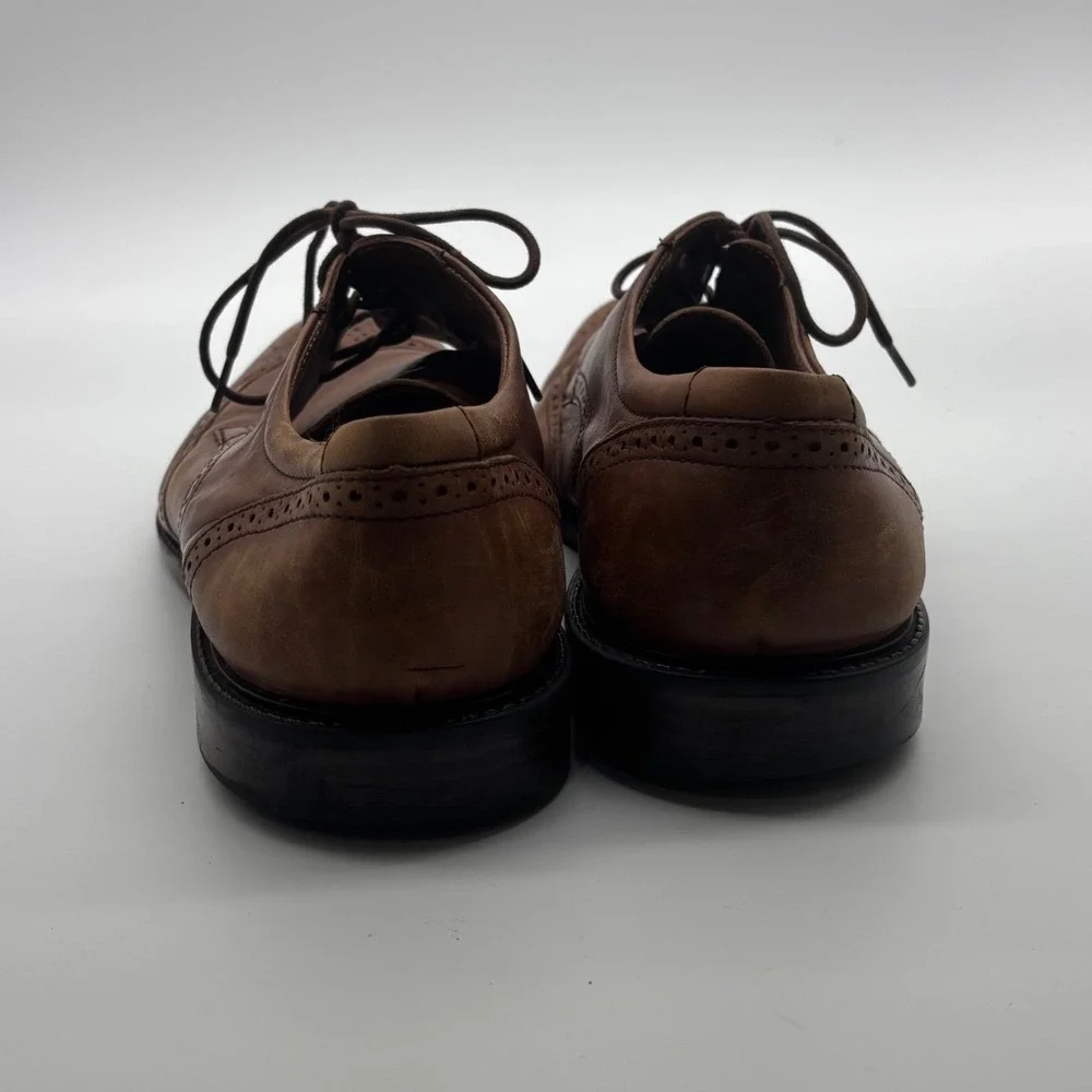 Johnston & Murphy Mens Brown Leather Wingtip Oxford Dress Shoes Size 12M